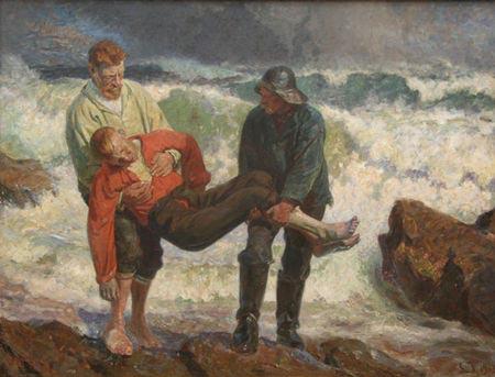 Laurits Tuxen The Drowned is braught on shore oil painting image